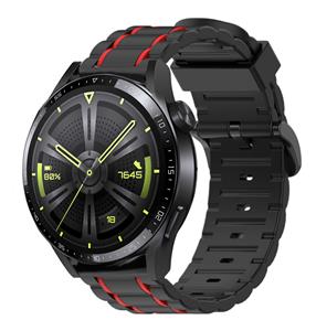 Strap-it Huawei Watch GT 3 46mm sport gesp band (zwart/rood)