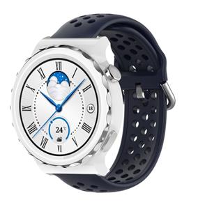 Strap-it Huawei Watch GT 3 Pro 43mm siliconen bandje met gaatjes (donkerblauw)