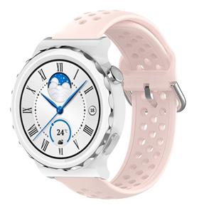Strap-it Huawei Watch GT 3 Pro 43mm siliconen bandje met gaatjes (roze)