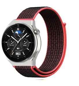 Strap-it Huawei Watch GT 3 Pro 46mm nylon band (zwart/rood)