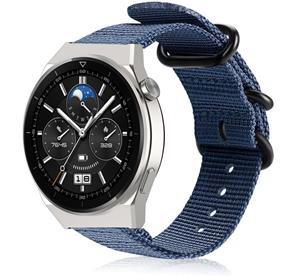 Strap-it Huawei Watch GT 3 Pro 46mm nylon gesp band (blauw)