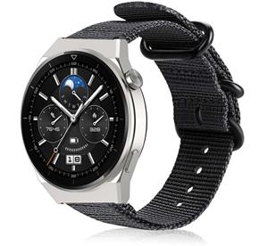Strap-it Huawei Watch GT 3 Pro 46mm nylon gesp band (zwart)