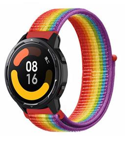 Strap-it Xiaomi Watch S1 nylon band (regenboog)