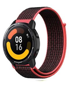 Strap-it Xiaomi Watch S1 nylon band (zwart/rood)
