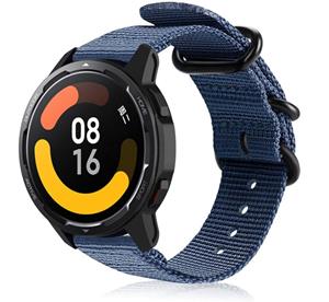 Strap-it Xiaomi Watch S1 nylon gesp band (blauw)