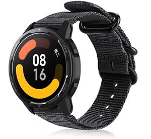 Strap-it Xiaomi Watch S1 nylon gesp band (zwart)