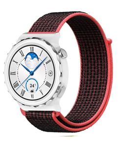 Strap-it Huawei Watch GT 3 Pro 43mm nylon band (zwart/rood)