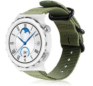 Strap-it Huawei Watch GT 3 Pro 43mm nylon gesp band (groen)
