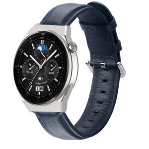 Strap-it Huawei Watch GT 3 Pro 46mm leren bandje (donkerblauw)
