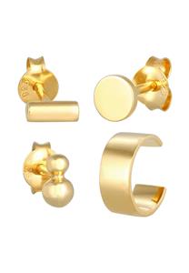 Elli, Ohrringe Ohrstecker Earcuff Basic Set 925 Silber in gold, Schmuck für Damen