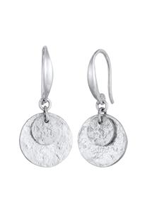 Elli, Ohrringe Hänger Plättchen Kreis Rund Matt Trend 925 Silber in silber, Schmuck für Damen