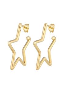 Elli, Ohrringe Creolen Stern Astro Verspielt Filigran 925 Silber in gold, Schmuck für Damen