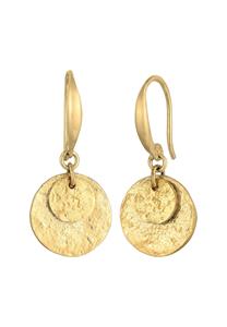 Elli, Ohrringe Hänger Plättchen Kreis Rund Matt Trend 925 Silber in gold, Schmuck für Damen