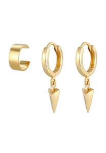 Elli, Ohrringe 2er Set Hänger Earcuff Creole Dreieck 925 Silber in gold, Schmuck für Damen