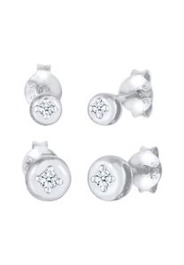 Elli DIAMONDS, Ohrringe Diamant Solitär Klassik Basic (weiß, 0.09 Ct) 925 Silber in silber, Schmuck für Damen