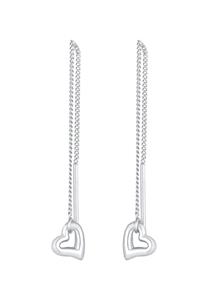 Elli, Ohrringe Durchzieher Herz Basic 925 Silber in silber, Schmuck für Damen