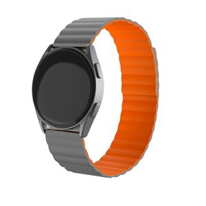 Strap-it Samsung Gear S3 magnetisch siliconen bandje (grijs/oranje)