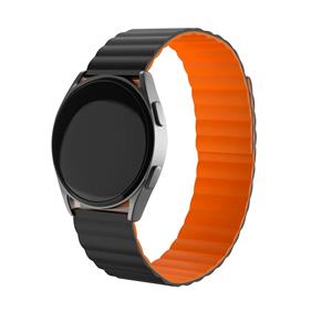 Strap-it Samsung Gear S3 magnetisch siliconen bandje (zwart/oranje)