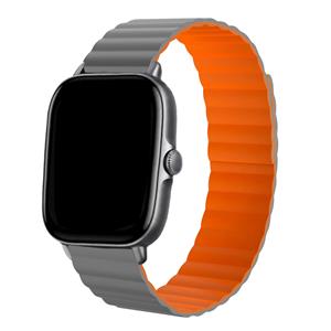 Strap-it Amazfit GTS 3 magnetisch siliconen bandje (grijs/oranje)