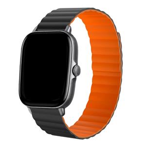 Strap-it Amazfit GTS 3 magnetisch siliconen bandje (zwart/oranje)