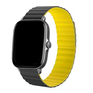 Strap-it Amazfit GTS 3 magnetisch siliconen bandje (zwart/geel)