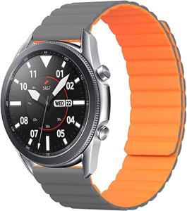 Strap-it Samsung Galaxy Watch 3 45mm magnetisch siliconen bandje (grijs/oranje)