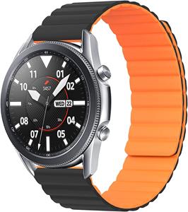 Strap-it Samsung Galaxy Watch 3 45mm magnetisch siliconen bandje (zwart/oranje)