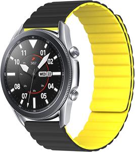 Strap-it Samsung Galaxy Watch 3 45mm magnetisch siliconen bandje (zwart/geel)