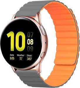 Strap-it Samsung Galaxy Watch Active magnetisch siliconen bandje (grijs/oranje)