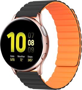 Strap-it Samsung Galaxy Watch Active magnetisch siliconen bandje (zwart/oranje)