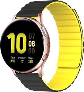 Strap-it Samsung Galaxy Watch Active magnetisch siliconen bandje (zwart/geel)