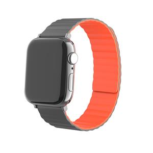 Strap-it Apple Watch magnetisch siliconen bandje (grijs/oranje)