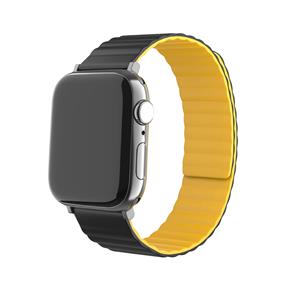 Strap-it Apple Watch magnetisch siliconen bandje (zwart/geel)