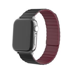 Strap-it Apple Watch magnetisch siliconen bandje (zwart/rood)