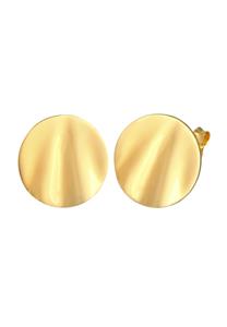 Elli, Ohrringe Ohrstecker Disc Plättchen Welle Rund 925er Silber in gold, Schmuck für Damen