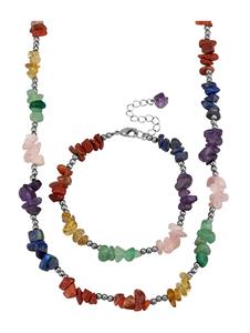 WENZ 2-delige sieradenset met gekleurde stenen Multicolor