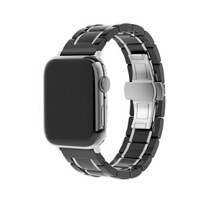 Strap-it Apple Watch keramiek stalen band (zwart/zilver)