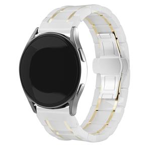 Strap-it Samsung Galaxy Watch 46mm keramiek stalen band (wit/goud)