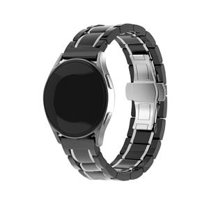 Strap-it Samsung Gear S3 keramiek stalen band (zwart/zilver)