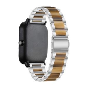 Strap-it Amazfit Bip stalen resin band (zilver/bruin)