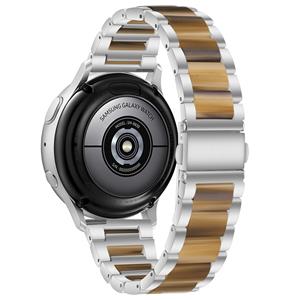 Strap-it Samsung Galaxy Watch 3 41mm stalen resin band (zilver/bruin)
