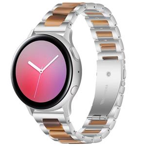 Strap-it Samsung Galaxy Watch Active stalen resin band (zilver/bruin)