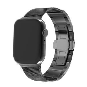 Strap-it Apple Watch stalen Milanese band (zwart)