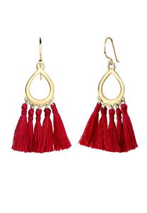 Elli, Ohrringe Hänger Tassel Quaste Tropfen Festival 925 Silber in rot, Schmuck für Damen