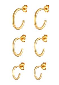 Elli, Ohrringe 3er Set Creolen Stecker Basic Trend 925 Silber in gold, Schmuck für Damen