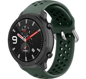 Strap-it Xiaomi Amazfit GTR siliconen bandje met gaatjes (legergroen)