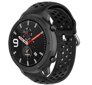 Strap-it Xiaomi Amazfit GTR siliconen bandje met gaatjes (zwart)