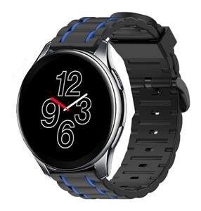Strap-it OnePlus Watch sport gesp band (zwart/blauw)