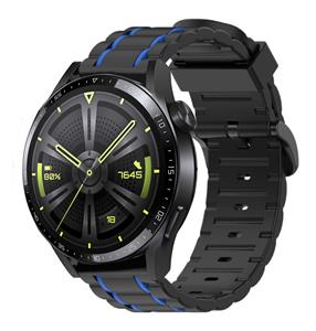 Strap-it Huawei Watch GT 3 46mm sport gesp band (zwart/blauw)