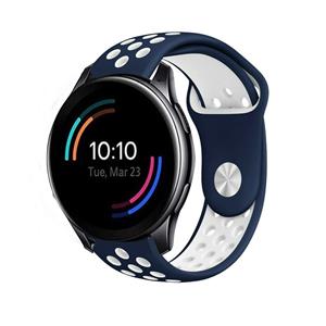 Strap-it OnePlus Watch sport band (blauw/wit)